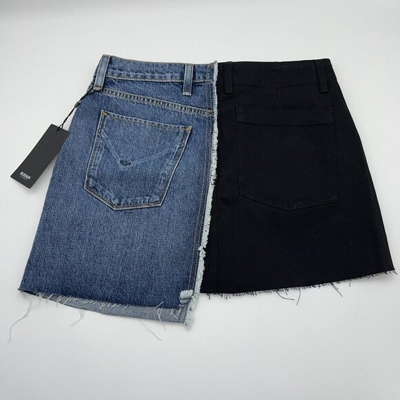 HUDSON Skirt Womens 27 Jeans Split Jean Denim Blue Black Mini Skirt $225 New - Picture 2 of 9